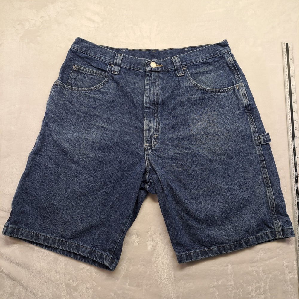 Wrangler Carpenter Shorts Mens 36 Blue Good Denim Utility Hammer Loop 64WC2ZD